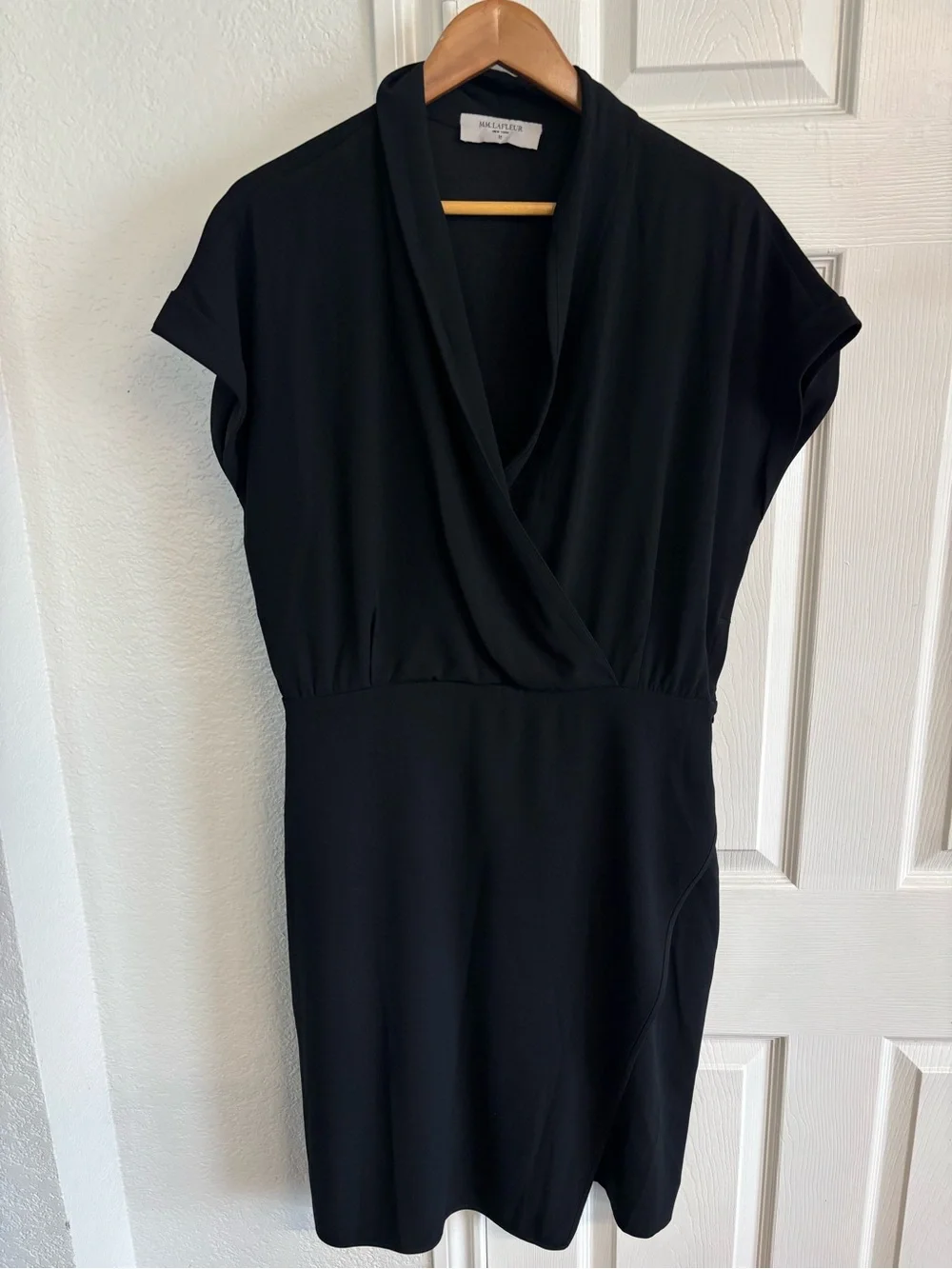 MM Lafleur The Tory Dress‎ Black Faux Wrap Dress Size 14